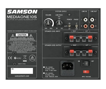 Samson MediaOne 10S Active Studio Subwoofer 100W Power with Variable Frequency Control, Bass Reflex Design and Protective Mesh Grill