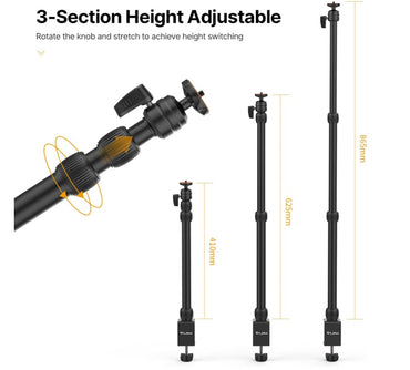 Vijim by Ulanzi LS10 Adjustable Removable Desk Stand with Stable Padded C-Clamp and 360 Degree Ball Head for Smartphone and Camera Vlogging Streaming