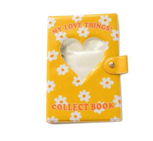 Pikxi Cute Flower Photo Album 150 Pockets 2.5 x 4.5 Inches Floral Picture Collection Book (Yellow, Purple)