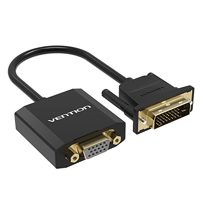 Vention DVI 1080p 60Hz DVI to VGA 0.15-Meter Gold Plated (EBABB) Video Converter for TV, Monitors, Projectors, Laptop, PC