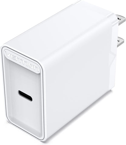 [CLEARANCE] Vention USB-C Power Delivery Port Fast Charge AC Wall Charger for Phone Tablet and Other Devices (US Plug) (White) (20W)