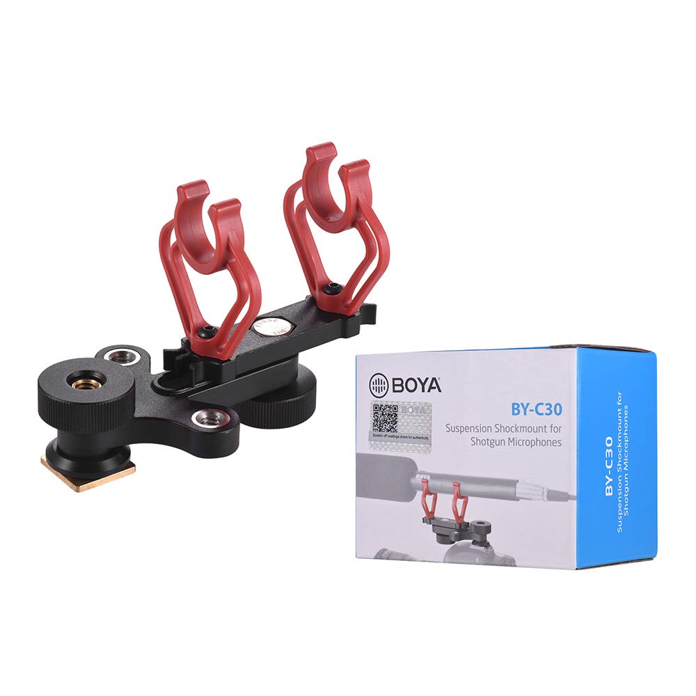 Boya BY-C30 Shock Mount Holder Clip Camera Shoe for Shotgun Microphones 18-20mm Diameter