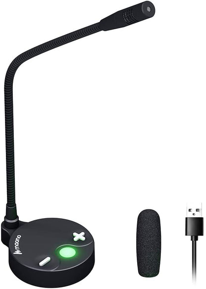 [CLEARANCE] Maono AU-GM10 GM10 Metal USB Cardioid Condenser Gooseneck Desktop Microphone with Volume Control and Led Indicator for Podcasting, Conferences, Interviews, Meetings