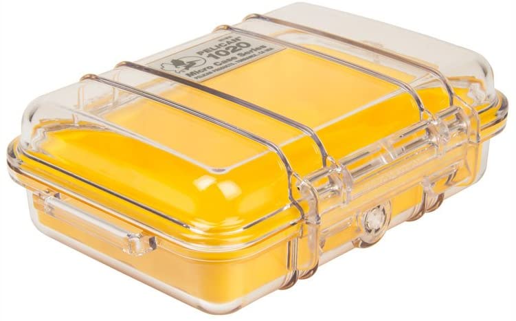 Pelican Micro Case (Clear Cover with Rubber Liner) Watertight Dustproof Hard Casing Automatic Pressure Purge Valve for Smartphone, MP3 Player and other Small Electronics (4 Colors) | 1010