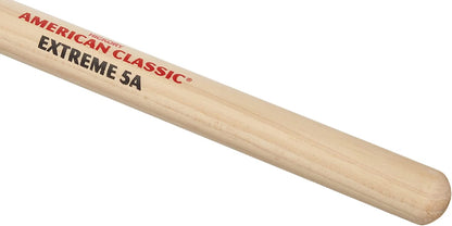 Vic Firth American Classic Extreme 5A Hickory Wood Tear Drop Tip Drumsticks (Pair) Drum Sticks for Drums and Percussion (Wood, Nylon Tips)