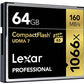 Lexar 1066 Professional High Speed 64GB Compact Flash Card with UDMA 7 Technology for Photographers and Videographers LCF64GCRBAP1066