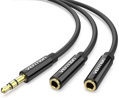 Vention TRS 3.5mm Male to Dual 3.5mm Female 0.3-Meter ABS Type Gold Plated (BBSBY) Stereo Splitter Cable for Speakers, Mobile Phones, PC, Laptop