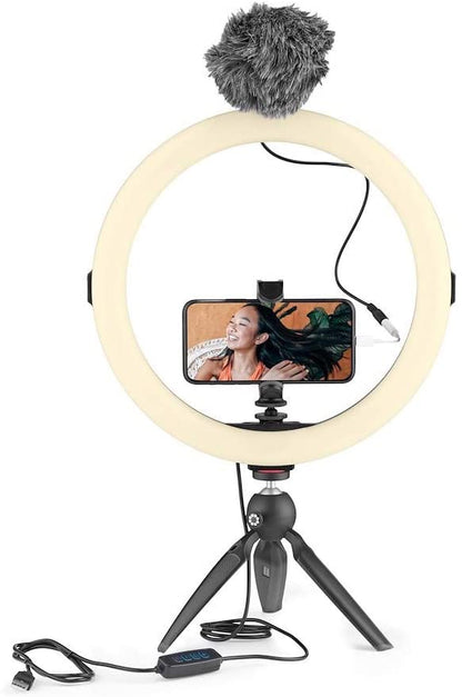 Joby 12" Beamo Ring Light with up to 5600k Color Temperature and 10 Brightness Settings with In-line Remote Control Perfect for Vlogging, Makeup Tutorial, Photo and Video Lighting