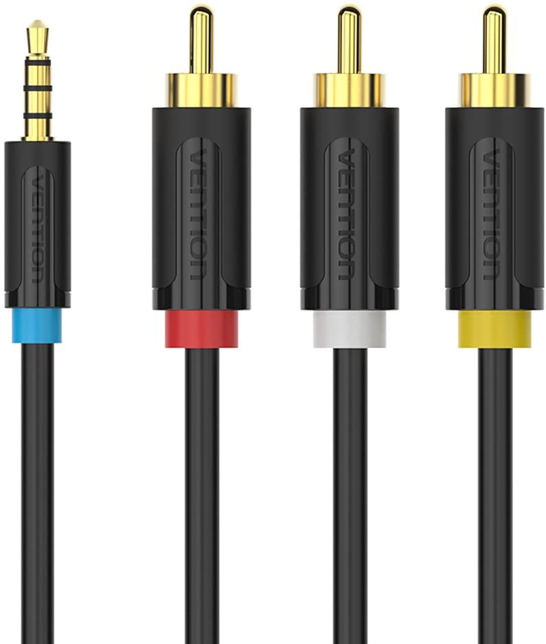 Vention Triple RCA Male AV to TRS 3.5mm Male Round Gold Plated (BCB) RCA Cord for TV, PC, Speakers, CD Players (Available in 1.5M, and 2M)