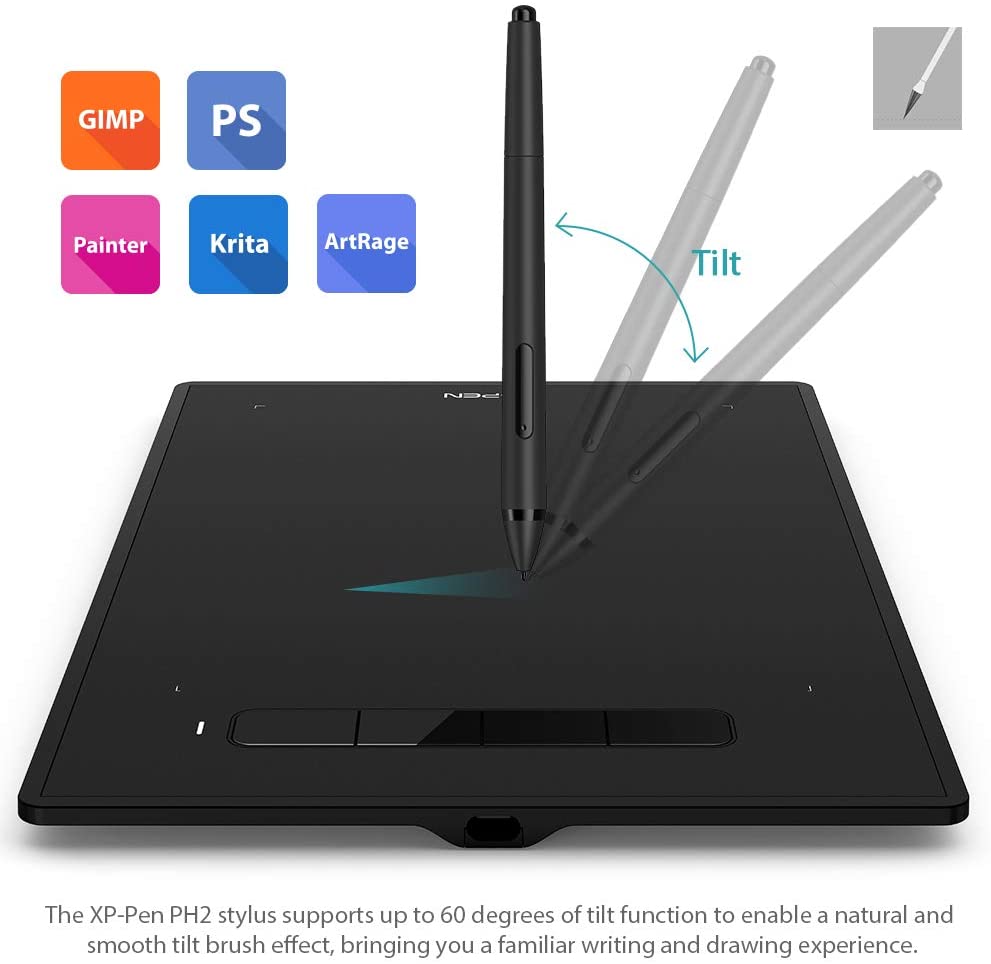 XP-Pen Star G960S Plus 9 x 6 Inches Graphic Drawing Pen Tablet with 4 Cuztomizable Shortcut Key Support and Battery-Free PH2 Stylus Pen with 60 Degree Tilt Function | Juan Gadget