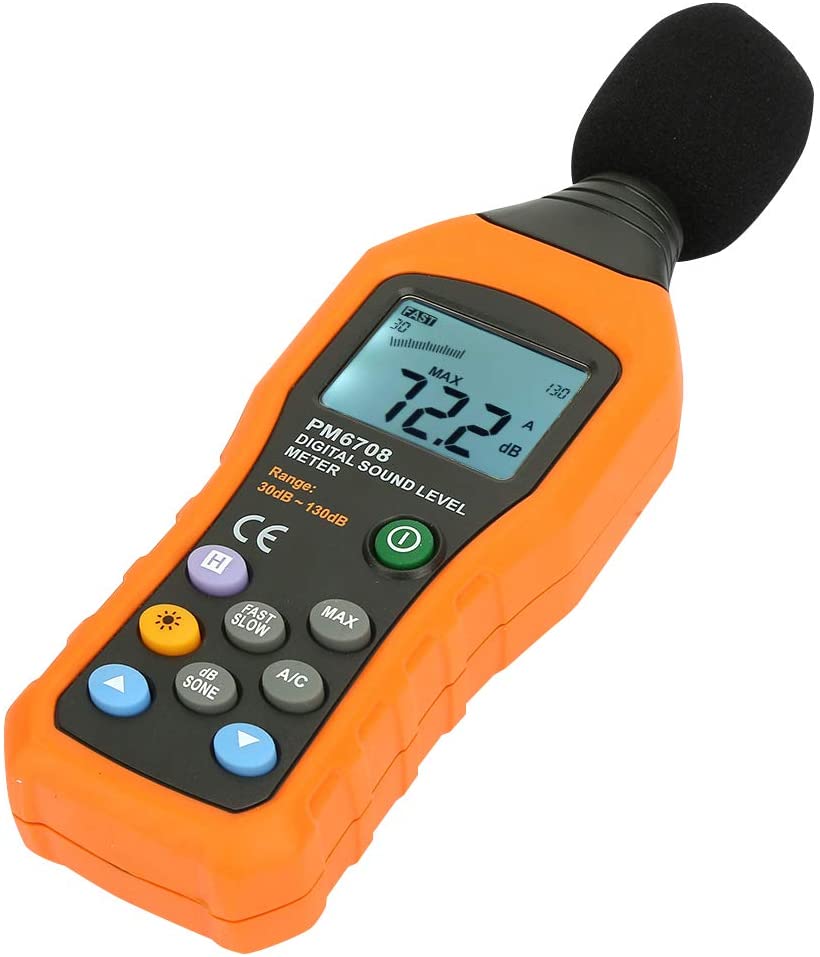 PeakMeter PM6708 LCD Digital Audio Decibel Sound Noise Level Meter dB Meter Measuring Logger Tester 30 dB to 130 dB