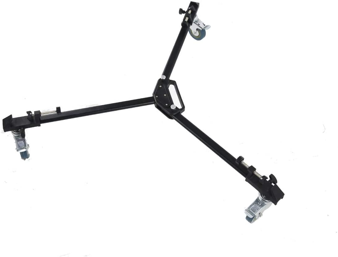 Pxel AA-TP DOLLY Heavy Duty Aluminum Folding Tripod Dolly with 3 Wheel Slider Stand for Video Camera Camcorder