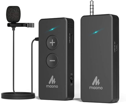 [CLEARANCE] Maono AU-WM800 WM800 Plug and Play Mini Wireless Lavalier Microphone System with Stable Transmission Ultra Lightweight External Lapel Microphone with Volume Adjustment for Vlogging, Video Recording, Interviews
