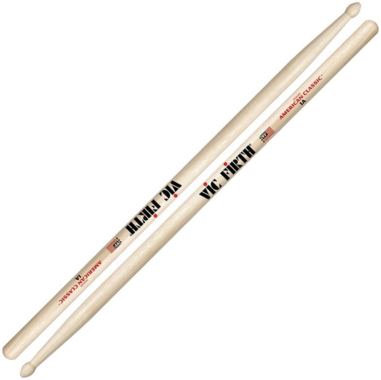 Vic Firth American Classic 1A Wood Taj Mahal Tip  Drumsticks (Pair) Drum Sticks for Drums and Percussion