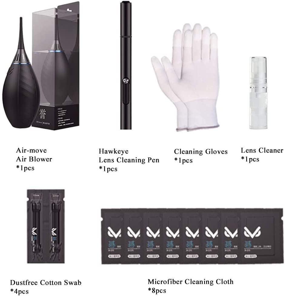 VSGO VS-A3E Warp-up Camera Cleaning Kit VS-A3E Portable Bag Air Blower Lens Cleaning Pen Spray Cotton Swab Cloth for Camera Lens Optical Optical Phone