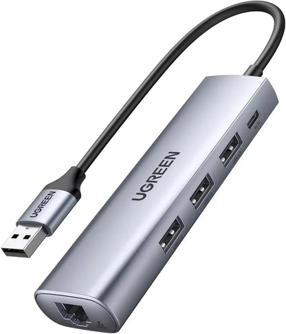 [CLEARANCE] UGREEN 5-in-1 USB 3.0 Hub with 1000 Mbps Gigabit Ethernet RJ45 LAN Port and 5V USB-C Power Delivery PD | 60812