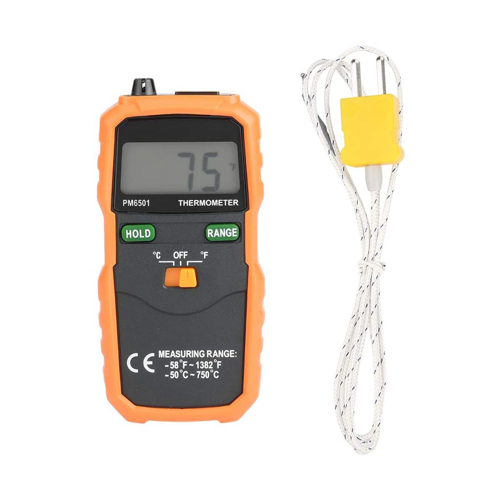 PeakMeter PM6501 LCD Display Digital Wireless Thermometer With K type Thermocouple Temperature Meter With Data Hold Logging