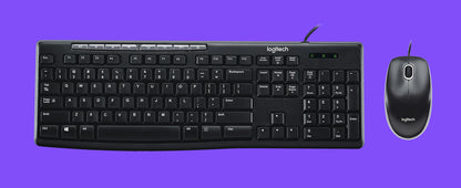 Logitech MK200 Media Wired Full-sized Keyboard with Spill-Resistant Design, 8 Multiple Hot Keys, and Optical Mouse Combo (Black)