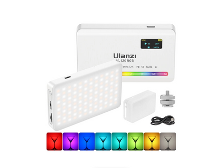 Ulanzi VL120 RGB LED Video Light with up to 9000k Color Temperature and 20 Lighting Effects for Photography and Video Lighting (White)
