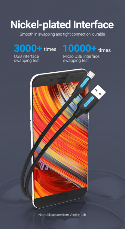 Vention USB 2.0 A Male to Micro-B Male 3A Cable (COL) 480Mbps 0.5M Black