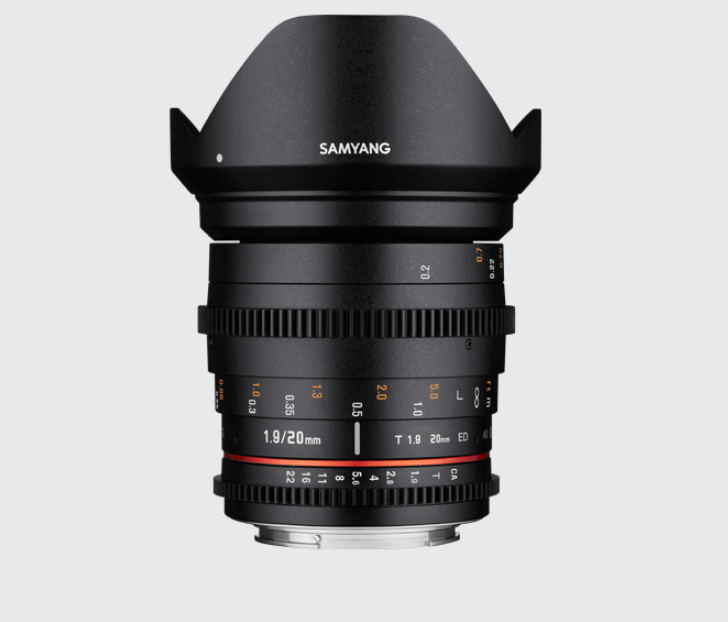 Samyang Manual Focus 20mm T1.9 Cine Lens for Sony E Cameras with Multi Layer Coating Design SYDS20M-NEX