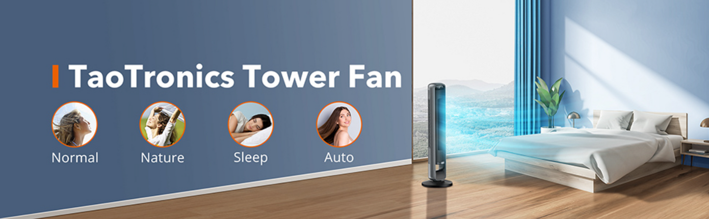 TaoTronics 42-inch 12 Speed Bladeless Tower Fan with Remote Control and 4 Different Wind Modes Feature