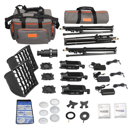 [CLEARANCE] Godox S30 5600K LED Light Kit with Precision Lighting and Dimmable Focusing Function with Adjustable Beam Angle Spotlight for Professional Lighting in Shooting and Photography