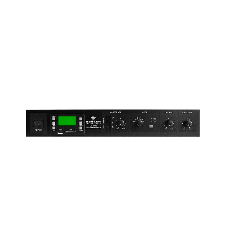 KEVLER LM-500U Conference System Main Unit with USB Port / SD Card Slot, FM Tuner, Record and Play Function, Digital LCD Display, 60 Units Max Group Management, Master / Line / Source Volume Control