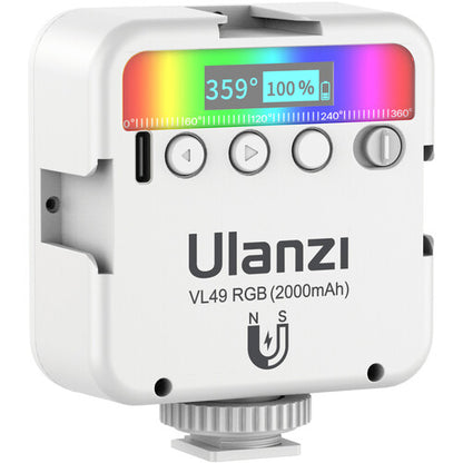 Ulanzi VL49 Mini RGB Video Light 2000mAh Battery Life for Photography, Photoshoots (White)