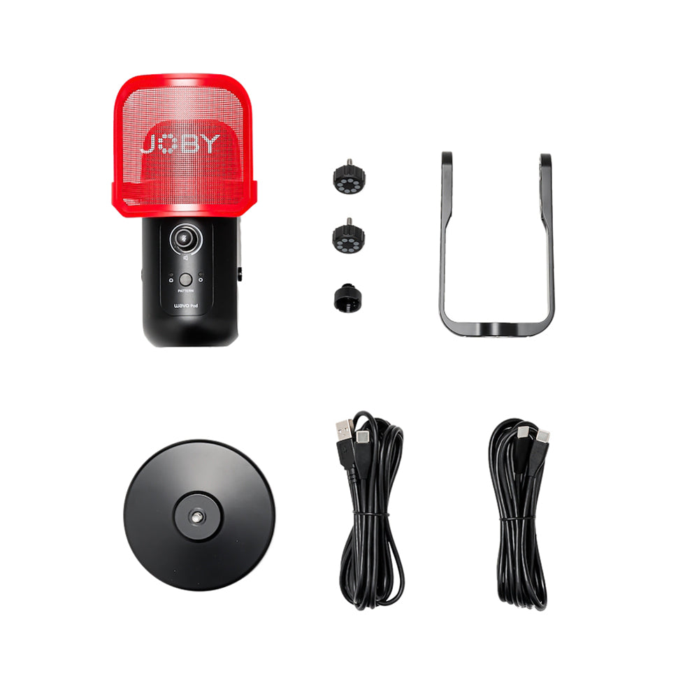 JOBY Wavo POD Omnidirectional USB Desktop Condenser Microphone with LED Indicators, On-Board Controls, USB Type-C and 3.5mm Headphones Output for Streaming and Podcast | 1775
