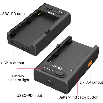 Ulanzi NP-F01 Multifunctional Camera Battery Charger 22W PD Fast Charging with Overcharge Protection for Sony NP-F Series F550 F750 F970