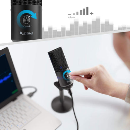 [CLEARANCE] Fifine K670B Podcast Microphone USB with Headphone Monitoring 3.5mm Jack and Pluggable USB Connectivity Cable for Computer, PC, Mac, Windows,Recording Voice Over, Streaming, Youtube