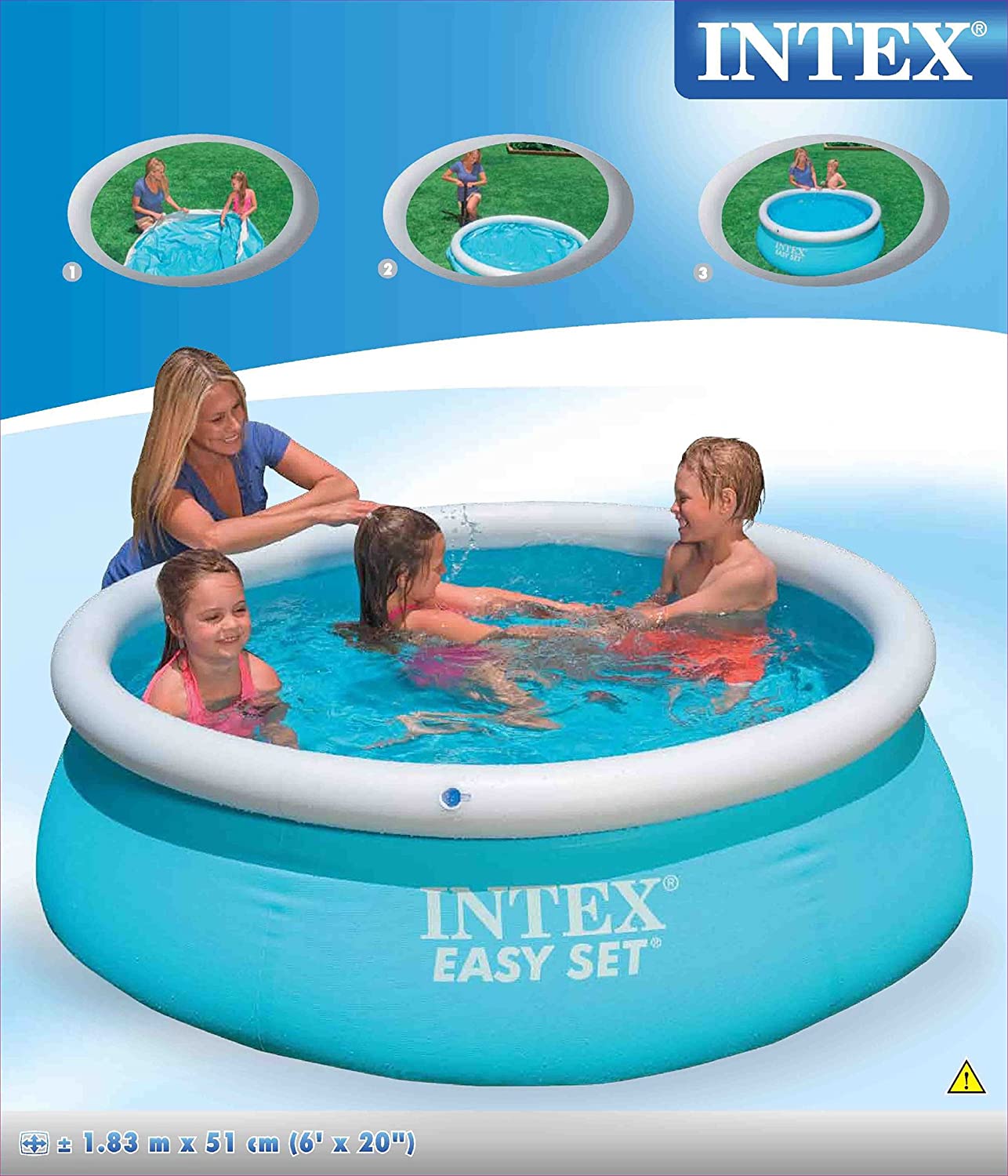Intex 28101 6ft x 20in Inflatable Easy Set Round Outdoor Swimming Pool