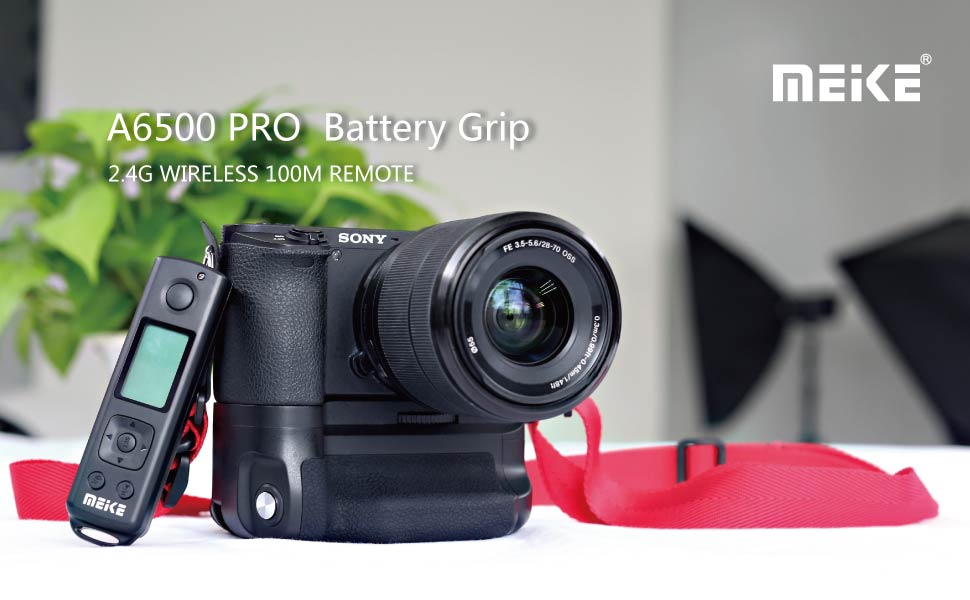 Meike A6500 Pro Battery Grip Built-In 2.4GHz Remote Control for Vertical-Shooting for Sony A6500