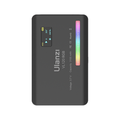 Ulanzi VL120 RGB 2500K-9000K Mini LED Video Light, Fill In Light Dimmable, Lightning Effects for Photography, Studio Lightings
