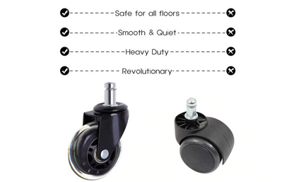 ArgoX 5 Pcs Office Chair Caster Wheels 3 Inch Swivel Rubber 360 PU Roller for Wood Floor,  Computer Chair Universal Wheel