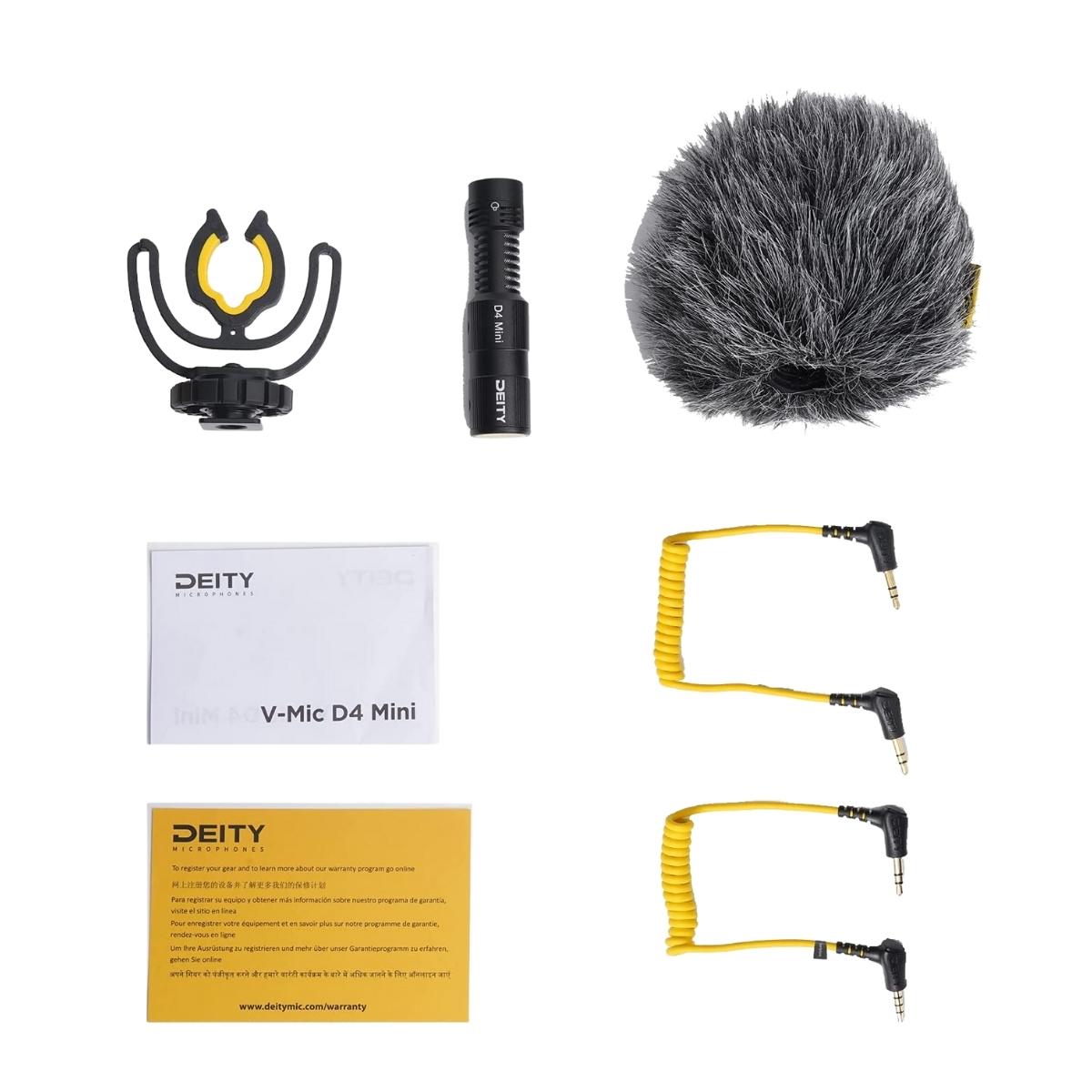 Deity V-Mic D4 Mini Audio Video Condenser Microphone with 20mph Wind Rating, AUX 3.5mm Input, 74dB Noise Ratio Camera-Mount Shotgun Mic