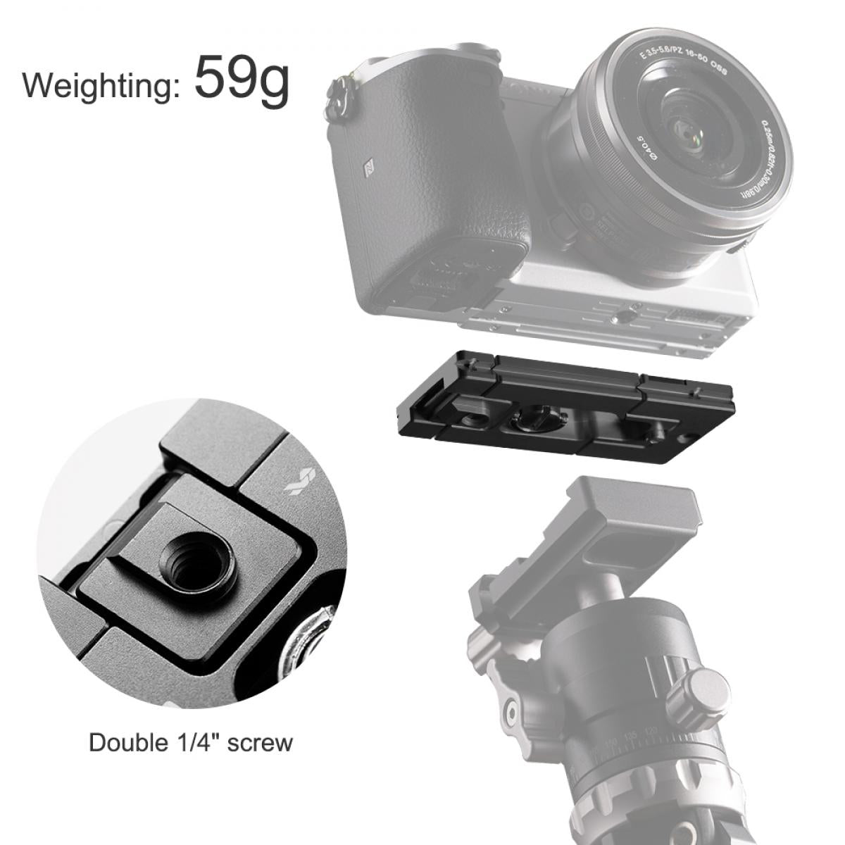 K&F Concept KF31-028 Arca Swiss Quick Release Plate for Camera and Smartphones, Black