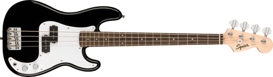 Squier by Fender Mini Precision Electric Bass Guitar with Laurel Fingerboard Split Single-coil Pickup Thin Lightweight (Black)