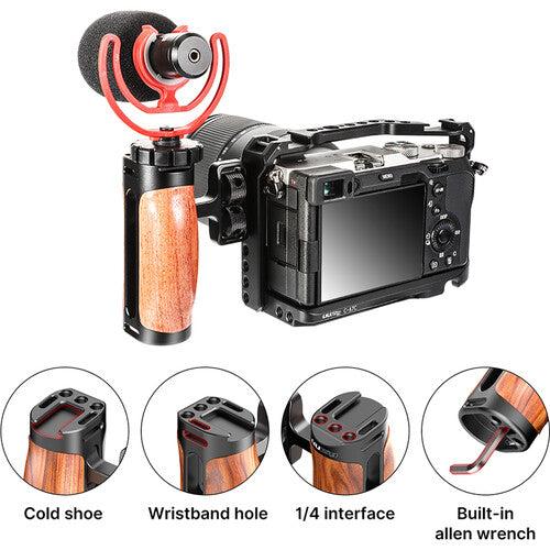 UURig by Ulanzi R075 Universal Mini Wood Side Handle for Sony A6400 A6300 A6600 A6500 A73 with 1/4"Screw Cold Shoe