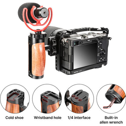 [CLEARANCE] UURig by Ulanzi R075 Universal Mini Wood Side Handle for Sony A6400 A6300 A6600 A6500 A73 with 1/4"Screw Cold Shoe