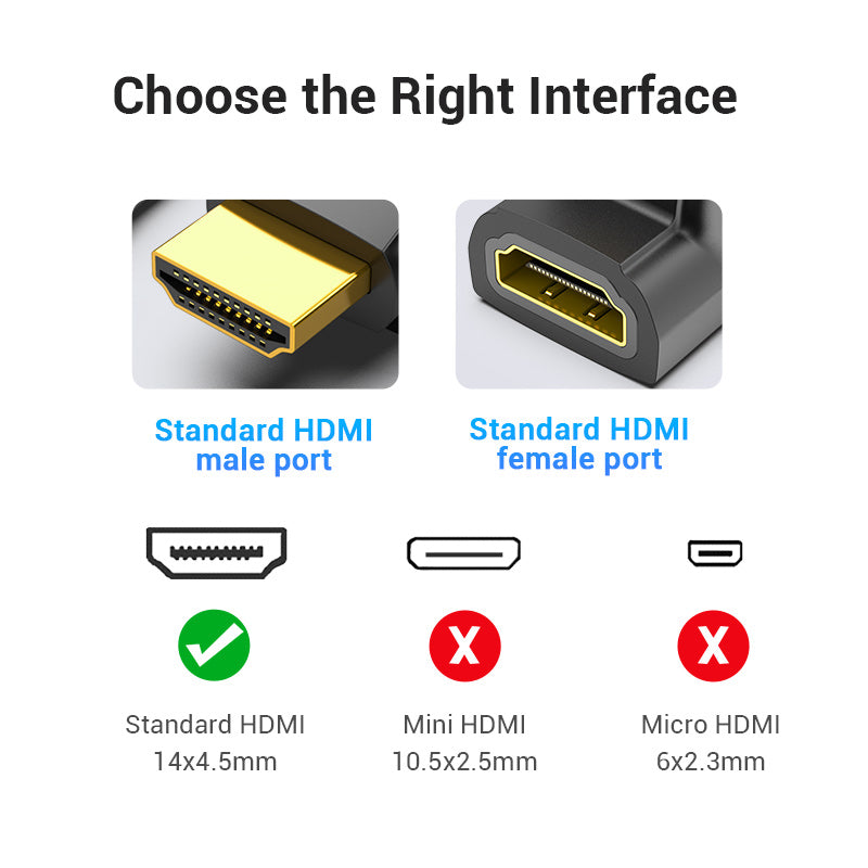 Vention HDMI 90 Degree Male to Female Adapter 4K 60Hz Gold-plated Elbow Design with Backward Compatibility Support (AIOBO)