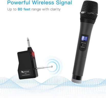Fifine K025 Wireless Microphone, Handheld Dynamic Mic System for Karaoke Nights, House Parties, Over the Mixer PA System Speakers