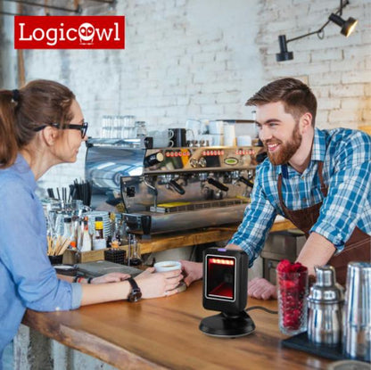 LogicOwl OJ-MP6300 1D 2D QR Desktop Barcode Platform Scanner USB Wired Barcode Reader for PC, Windows, Mac, Android, POS