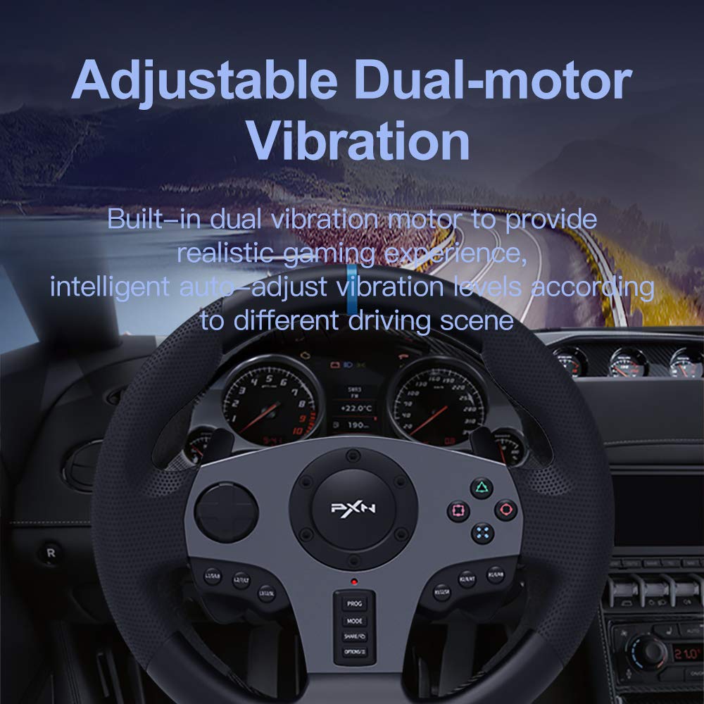 PXN V9 PC Driving Wheel, 900 Degree Vibration Racing Steering Wheel Set with Clutch and Shifter for PC, PS3, PS4, Xbox one/Xbox Series S&X, Switch