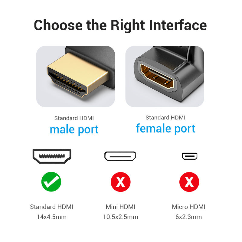 Vention HDMI 270 Degree Male to Female Adapter 4K 60Hz Gold-plated Elbow Design with Backward Compatibility Support (AINBO)