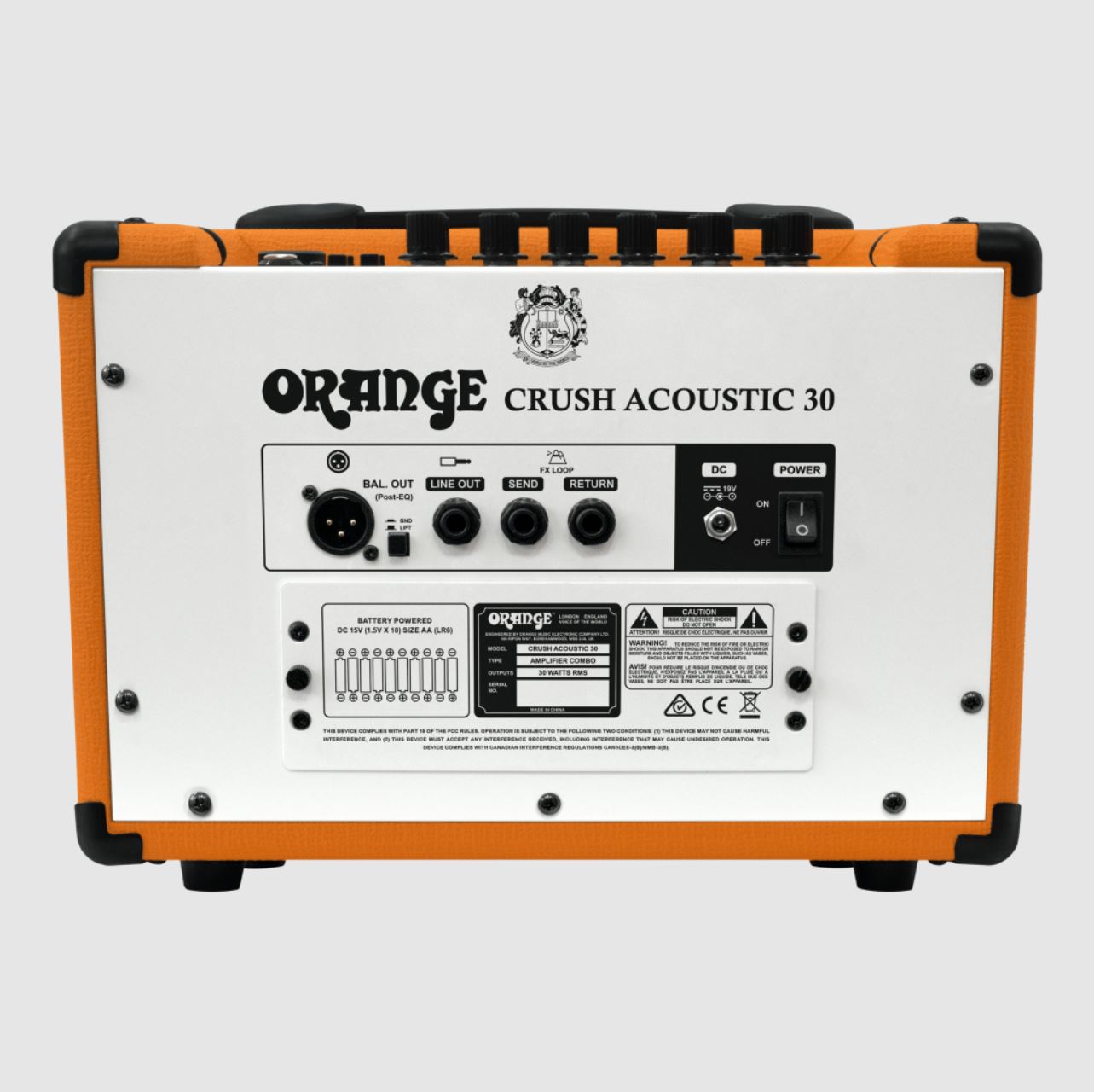 Orange Amplifiers CRUSH ACOUSTIC 30 Acoustic Combo Amplifier 30-Watts Battery Powered with Effects Loop for Guitar and Microphone