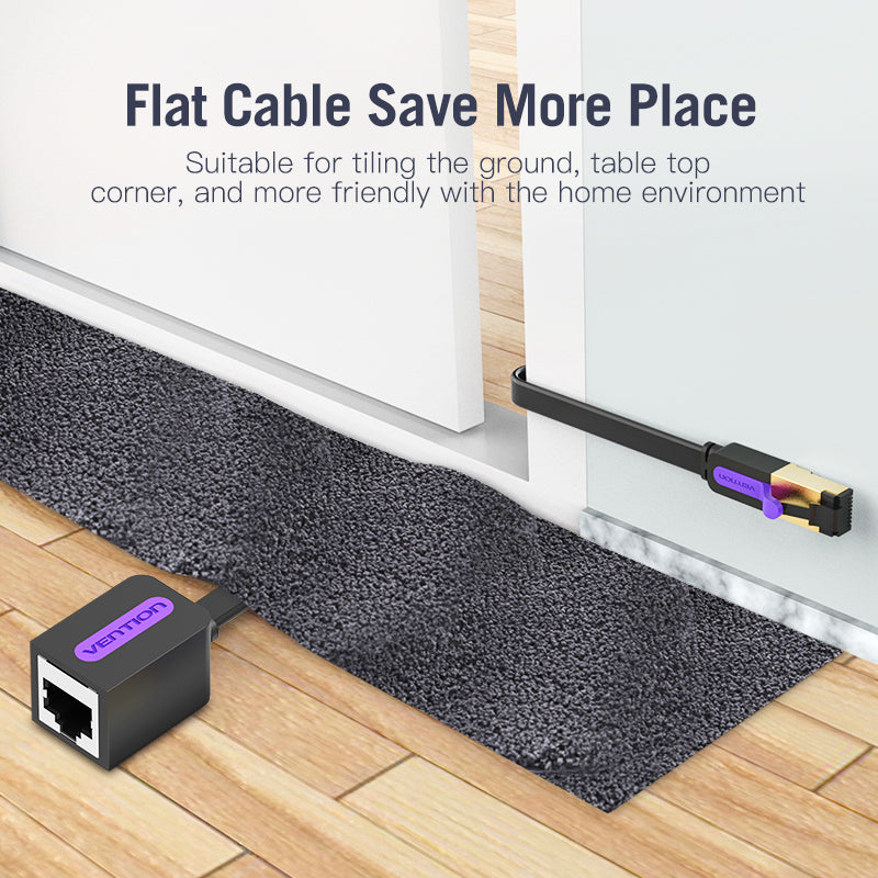 Vention Flat CAT7 RJ45 0.5m to 8m Extension Ethernet Patch Cable (Male to Female) 600MHz Stable Bandwidth, 10Gbps (ICBB)