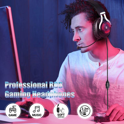 EKSA E3000 Stereo Gaming Headset Over Ear Wired Gamer Headphone 3.5mm Double Jack Headphones With Microphone For PC PS4