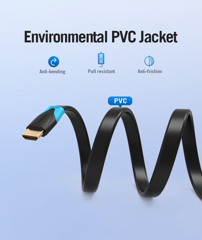 Vention HDMI 2.0 Cable Flat (Male to Male) 4KHD 60Hz Video Cable with Anti-bend PVC Jacket 18Gbps High-Speed (0.75-Meters) (VAA-B02)